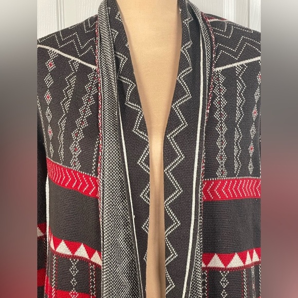 Designer's Closet by Billabong Aztec Tribal Cardigan Sweater Fringe Boho Small - Picture 10 of 12